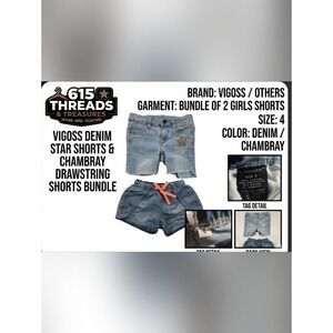 Vigoss Light Blue Denim & Chambray Girls' Shorts Bundle
